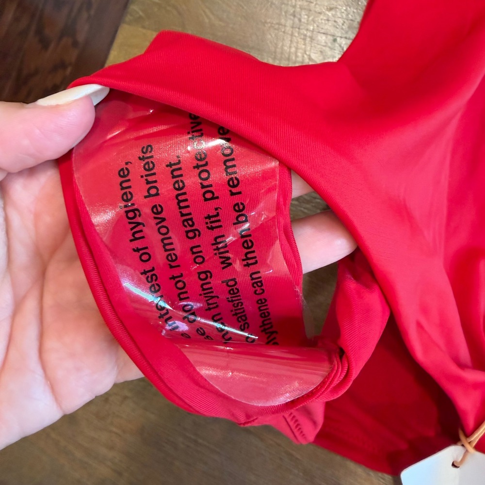 Quince Red High Waisted Bikini Set V-Neck Top High Cut Bottom Small NWT Bathing - Picture 6 of 12